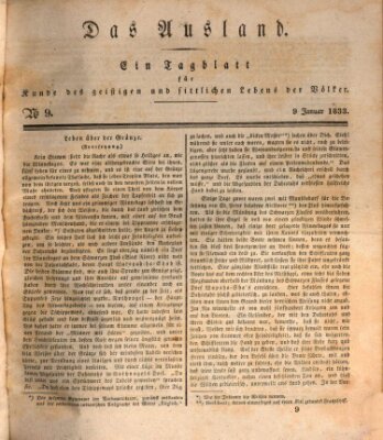 Das Ausland Mittwoch 9. Januar 1833