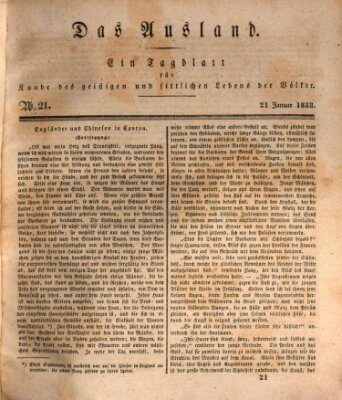 Das Ausland Montag 21. Januar 1833