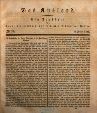 Das Ausland Freitag 25. Januar 1833