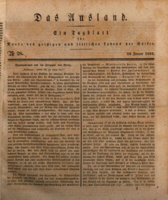 Das Ausland Montag 28. Januar 1833