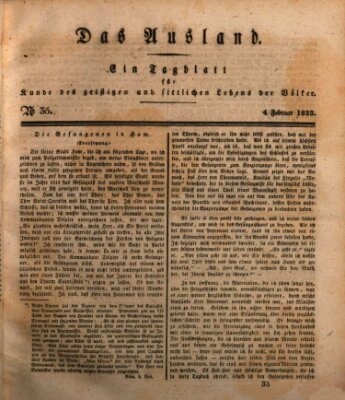 Das Ausland Montag 4. Februar 1833