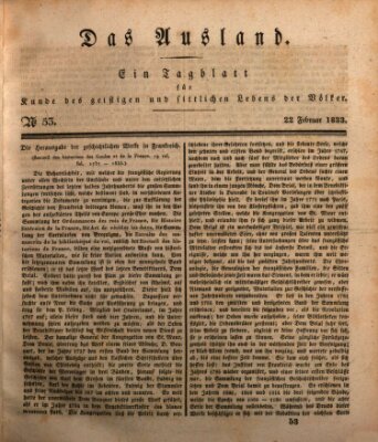 Das Ausland Freitag 22. Februar 1833