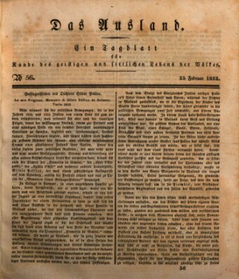 Das Ausland Montag 25. Februar 1833