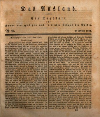 Das Ausland Mittwoch 27. Februar 1833