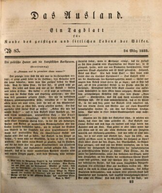 Das Ausland Sonntag 24. März 1833