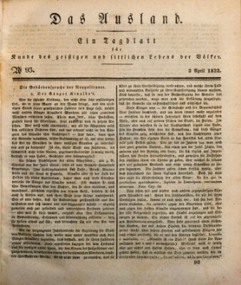 Das Ausland Mittwoch 3. April 1833