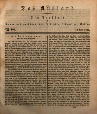 Das Ausland Donnerstag 18. April 1833