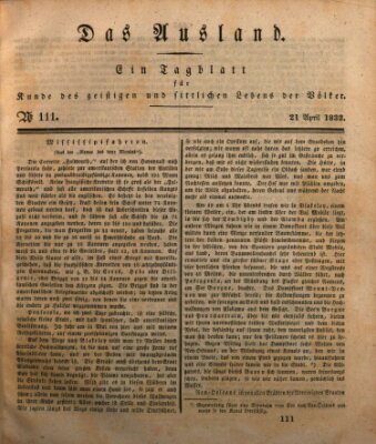 Das Ausland Sonntag 21. April 1833