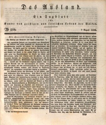 Das Ausland Mittwoch 7. August 1833