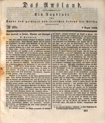 Das Ausland Freitag 9. August 1833