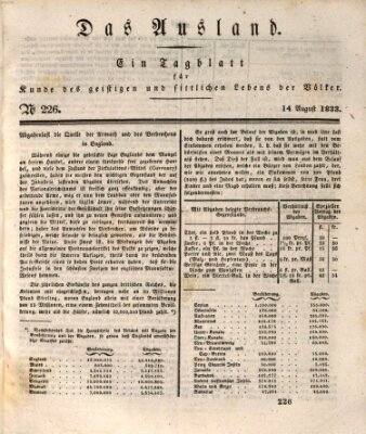 Das Ausland Mittwoch 14. August 1833