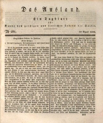 Das Ausland Montag 19. August 1833