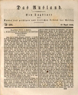 Das Ausland Mittwoch 21. August 1833