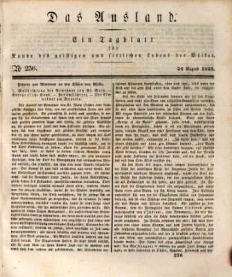 Das Ausland Samstag 24. August 1833