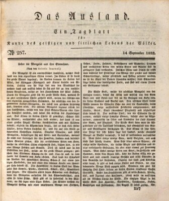 Das Ausland Samstag 14. September 1833