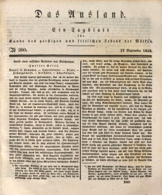 Das Ausland Dienstag 17. September 1833