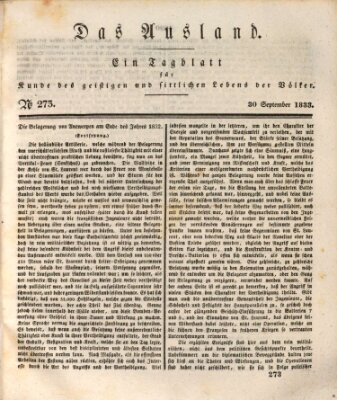 Das Ausland Montag 30. September 1833