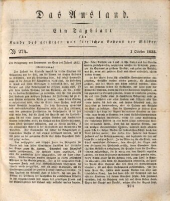 Das Ausland Dienstag 1. Oktober 1833