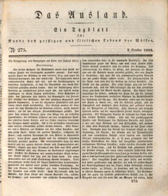 Das Ausland Mittwoch 2. Oktober 1833