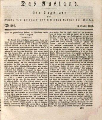 Das Ausland Samstag 12. Oktober 1833