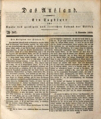 Das Ausland Sonntag 3. November 1833