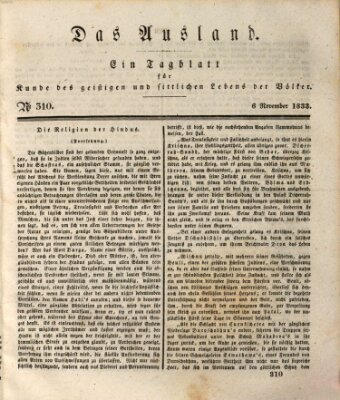 Das Ausland Mittwoch 6. November 1833