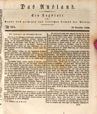 Das Ausland Sonntag 10. November 1833