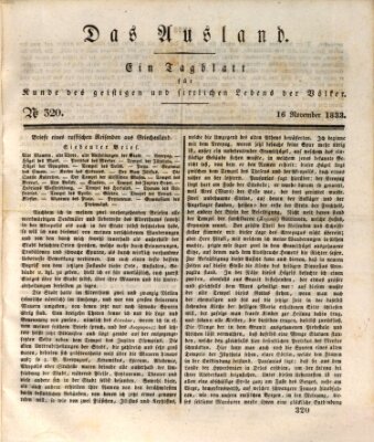 Das Ausland Samstag 16. November 1833