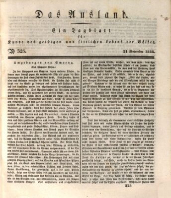 Das Ausland Donnerstag 21. November 1833