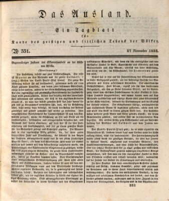 Das Ausland Mittwoch 27. November 1833