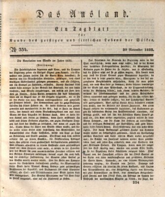 Das Ausland Samstag 30. November 1833