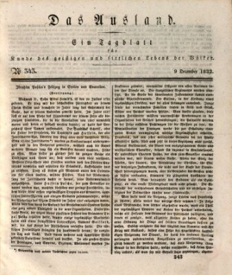 Das Ausland Montag 9. Dezember 1833