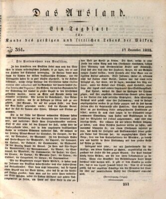 Das Ausland Dienstag 17. Dezember 1833