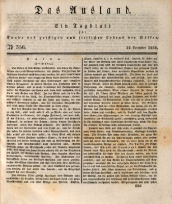 Das Ausland Sonntag 22. Dezember 1833