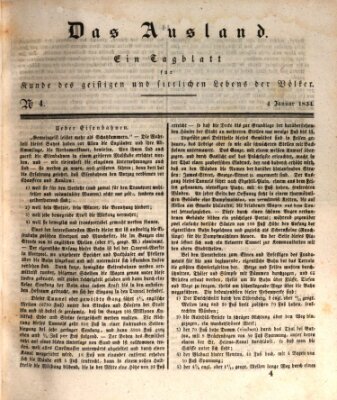 Das Ausland Samstag 4. Januar 1834