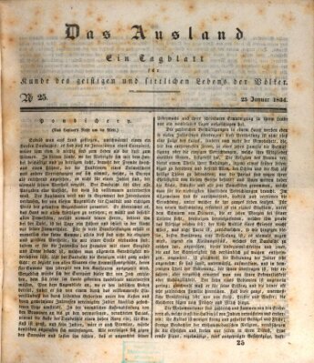 Das Ausland Samstag 25. Januar 1834