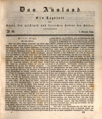 Das Ausland Samstag 1. Februar 1834