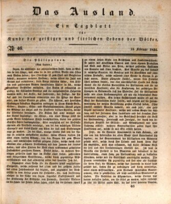 Das Ausland Samstag 15. Februar 1834