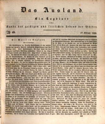 Das Ausland Montag 17. Februar 1834