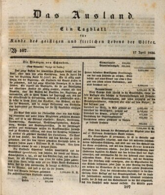 Das Ausland Donnerstag 17. April 1834