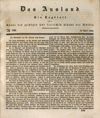 Das Ausland Freitag 18. April 1834