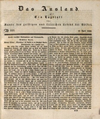 Das Ausland Montag 21. April 1834