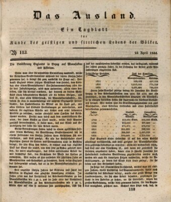 Das Ausland Mittwoch 23. April 1834