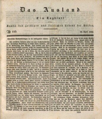 Das Ausland Freitag 25. April 1834