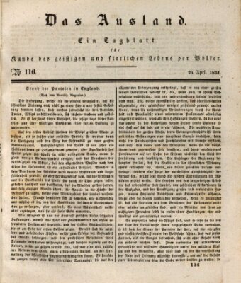 Das Ausland Samstag 26. April 1834