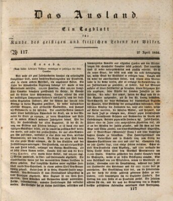 Das Ausland Sonntag 27. April 1834