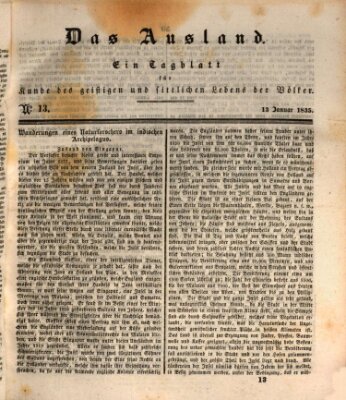 Das Ausland Dienstag 13. Januar 1835