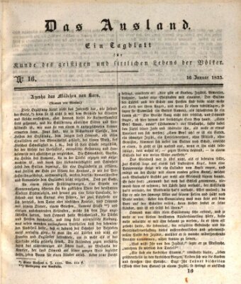 Das Ausland Freitag 16. Januar 1835