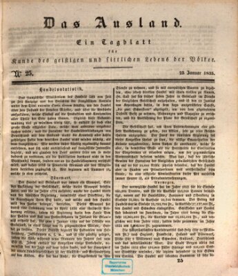 Das Ausland Sonntag 25. Januar 1835