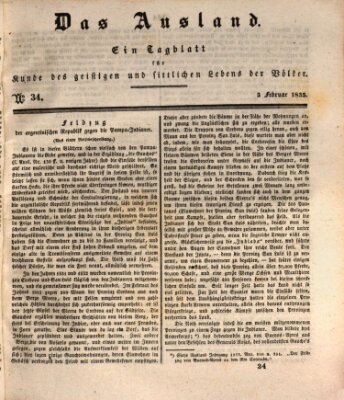 Das Ausland Dienstag 3. Februar 1835